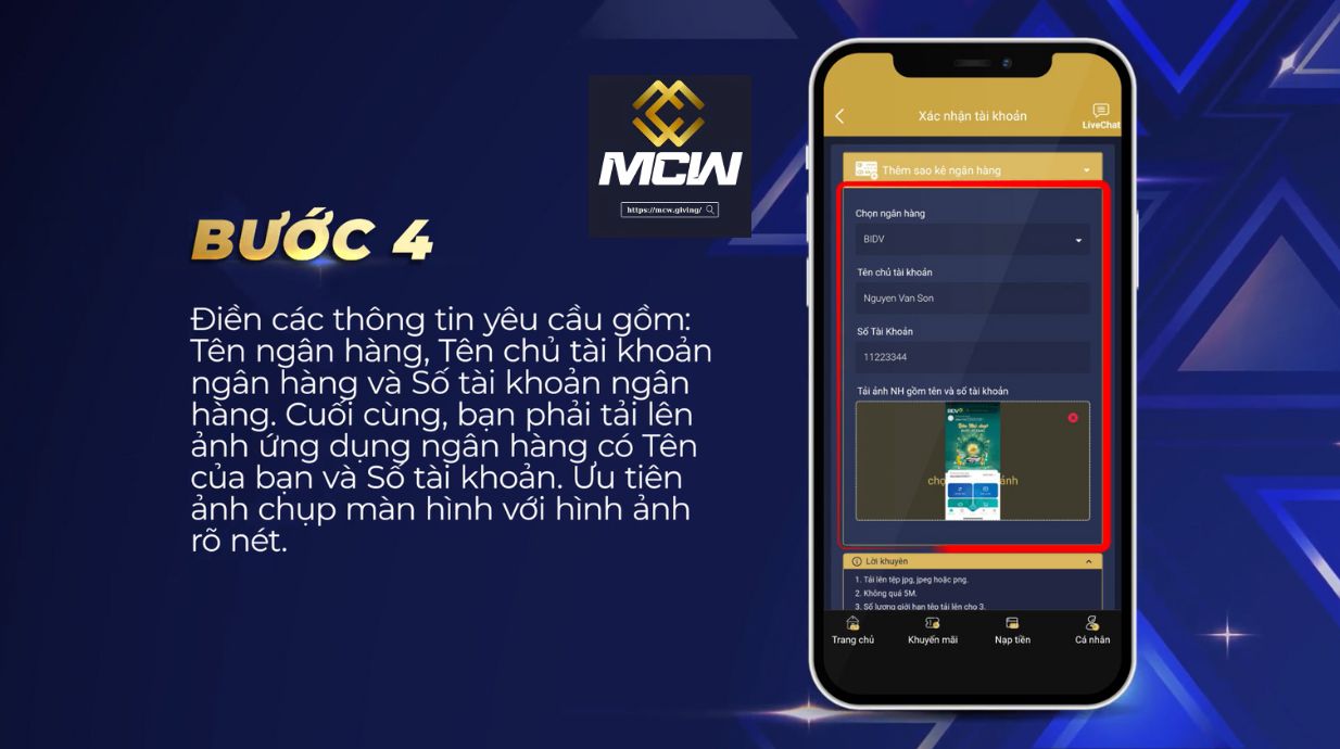 thực hiện rút tiền MCW