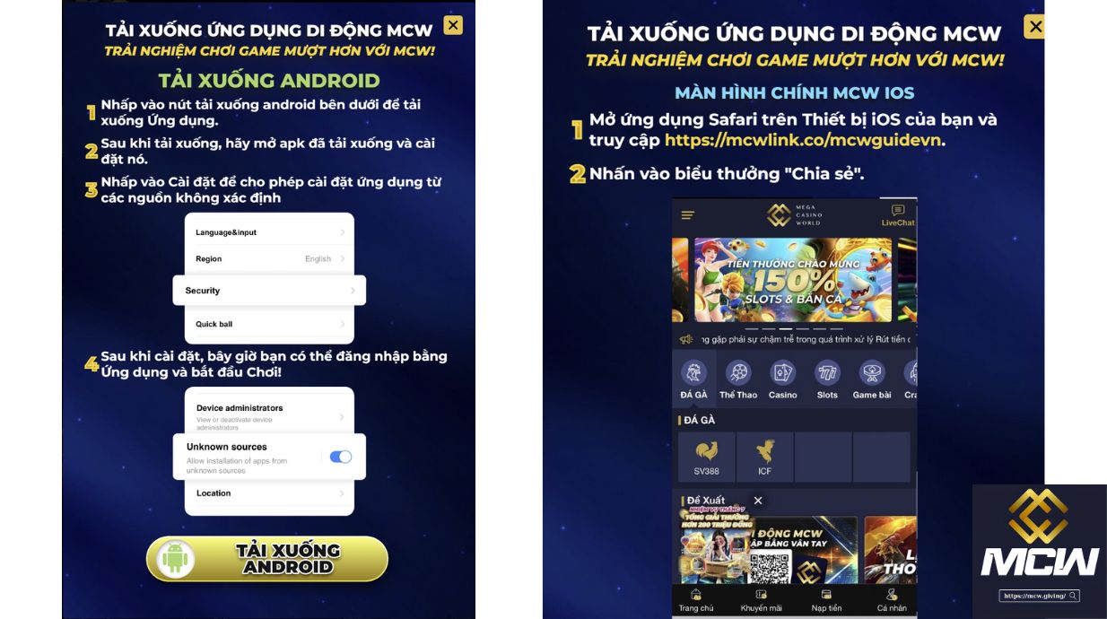 Tại sao bạn nên tải app MCW từ đường link tin cậy?